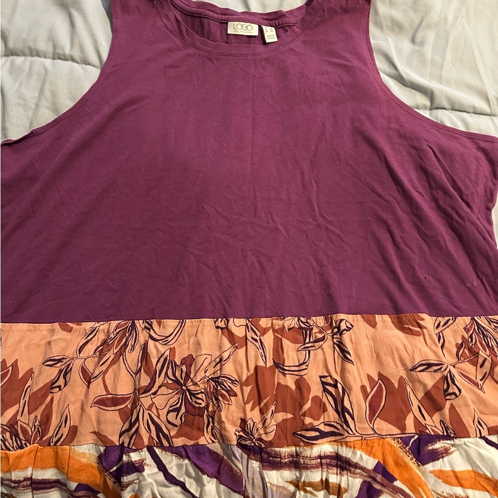LOGO by Lori Goldstein Red Tank Top